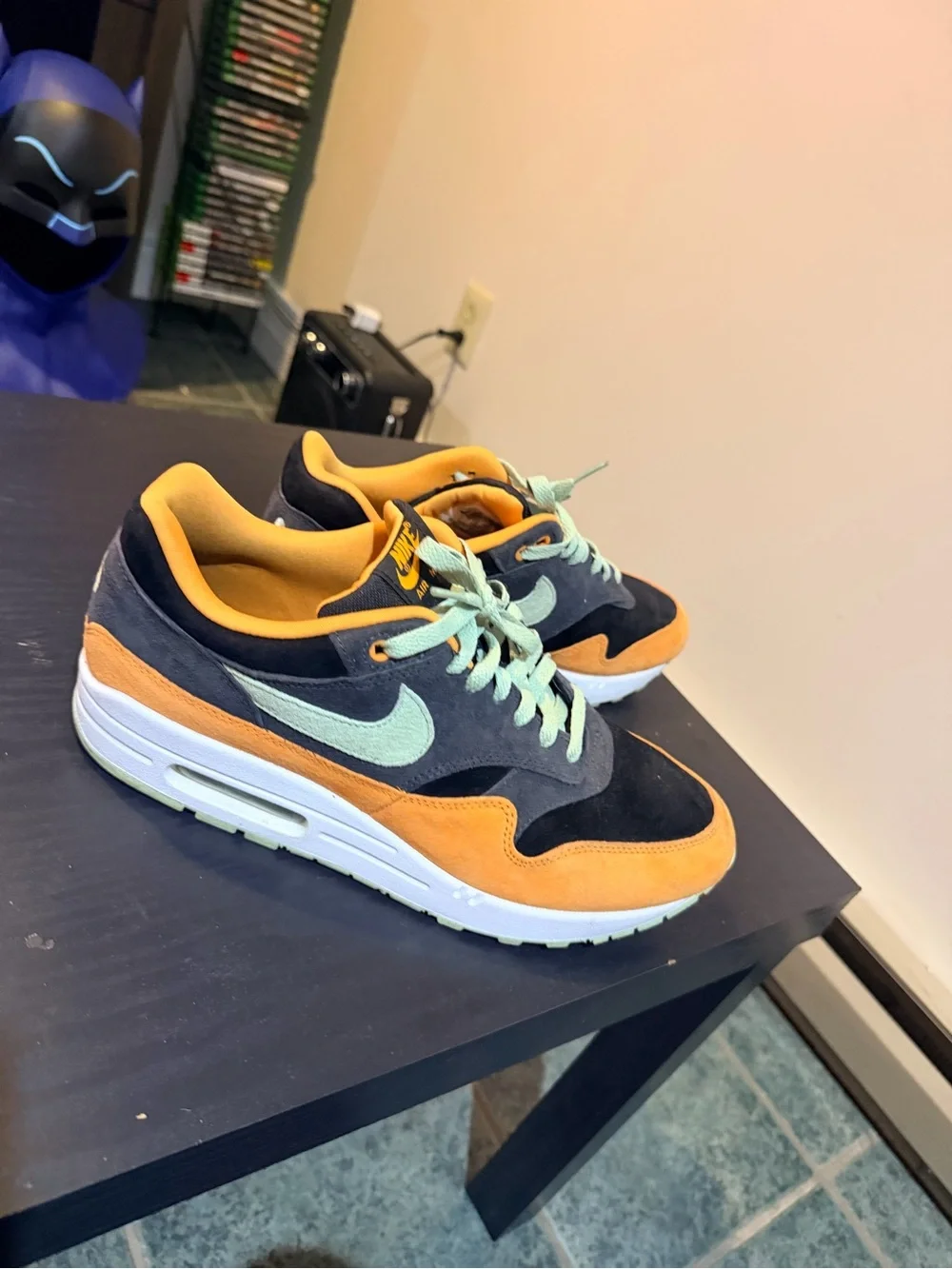 Size 11 Nike Men's Sneakers AirMax  - Black, Orange & Mint Accents